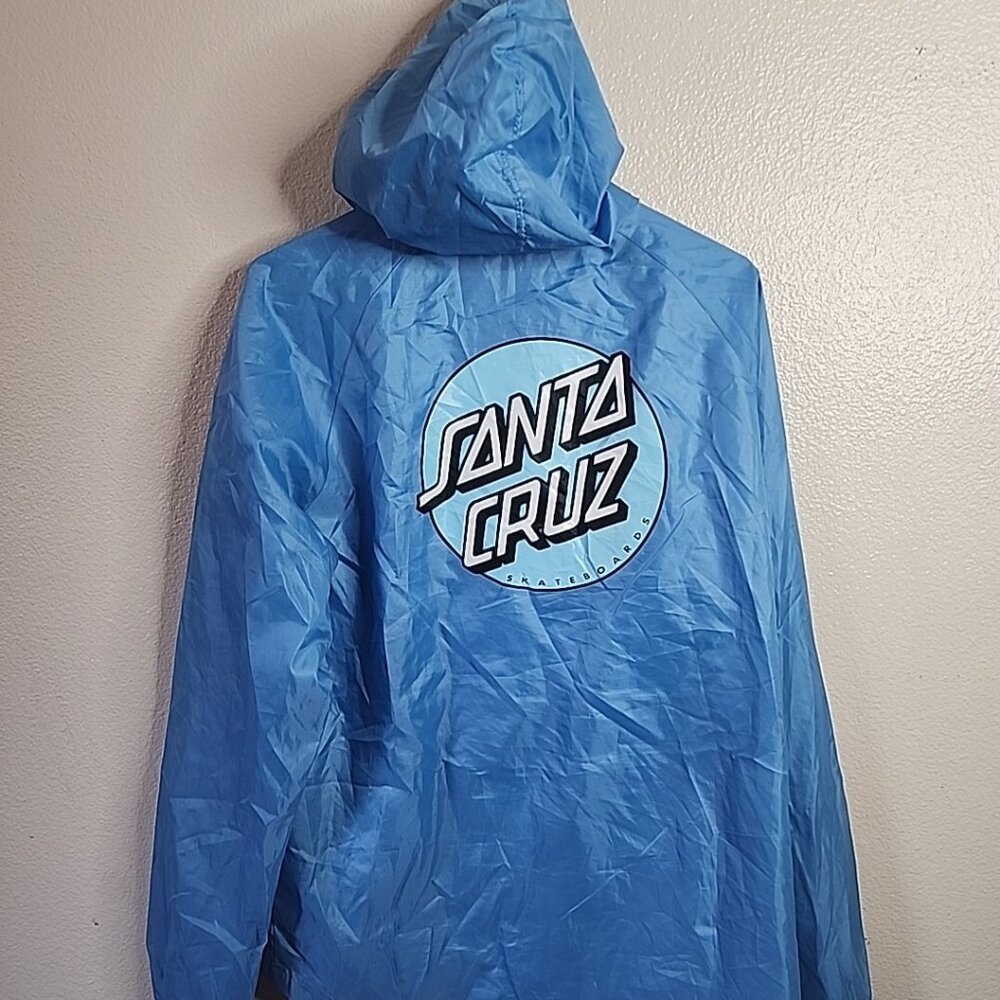 Santa Cruz light blue Jacket size Large windbreaker hooded - Picture 7 of 10